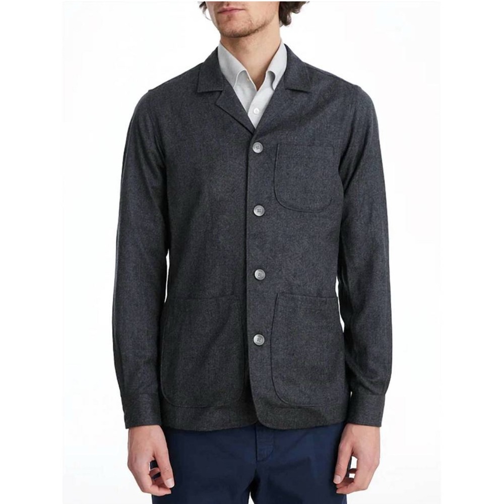 EMANUEL BERG Wool Flange‎ D-Constructed Shirt Jacket in Charcoal Size 50